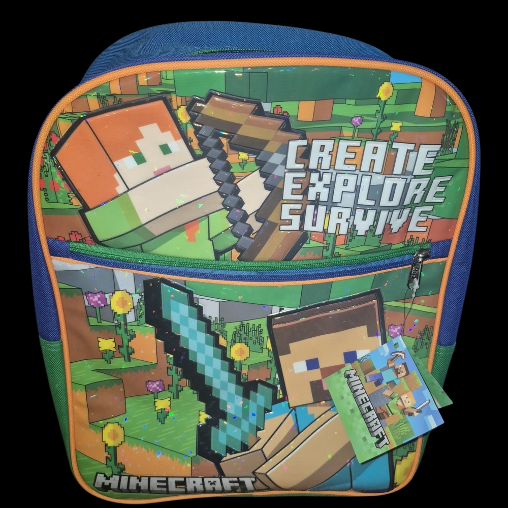 Minecraft Kids Backpack - Blue/Green Design